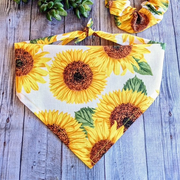 SUNFLOWER 🌻 Dog Bandana with Hair Scrunchie! - Picture 3 of 11
